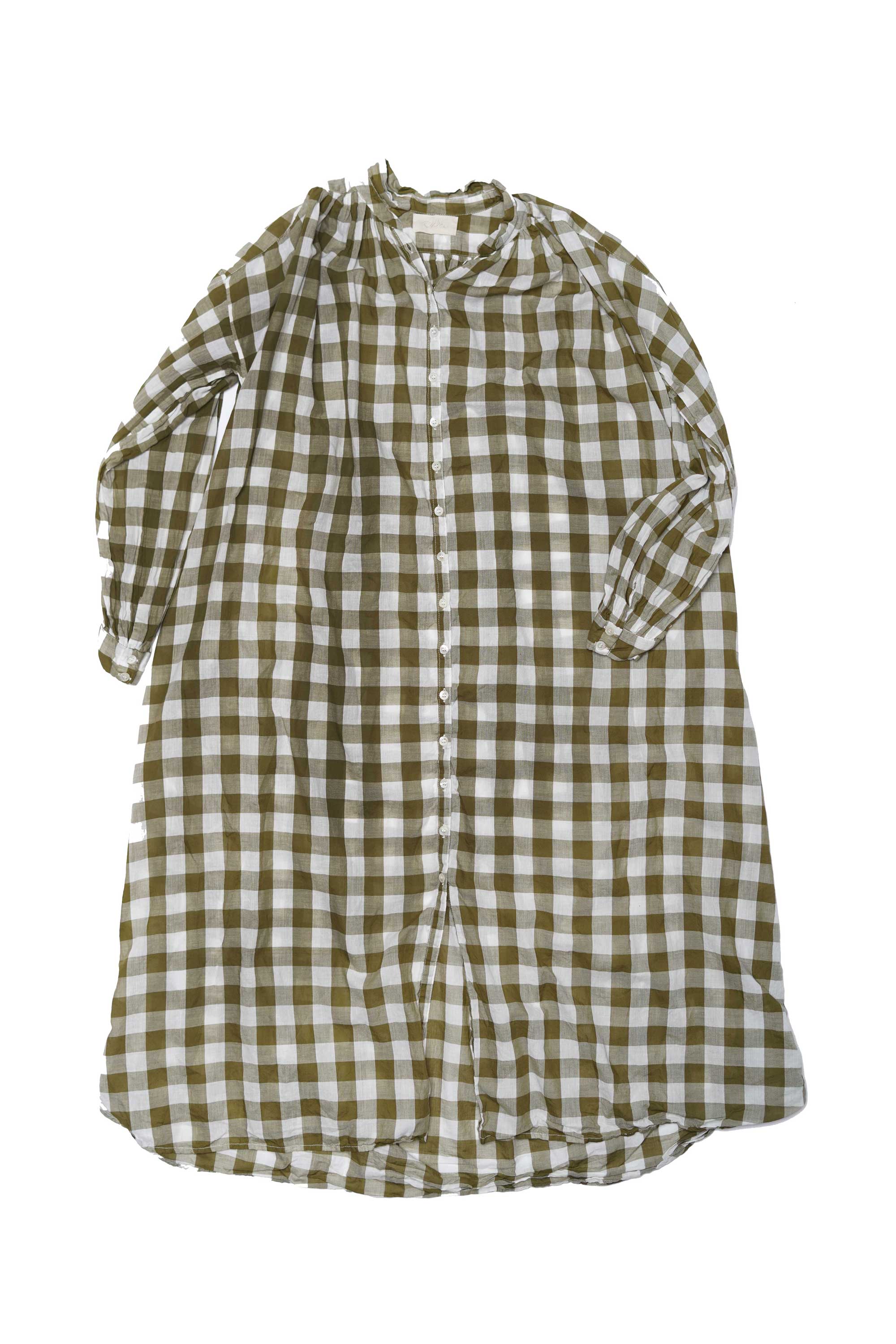 Bernadette Dress - Olive Check Cotton Voile