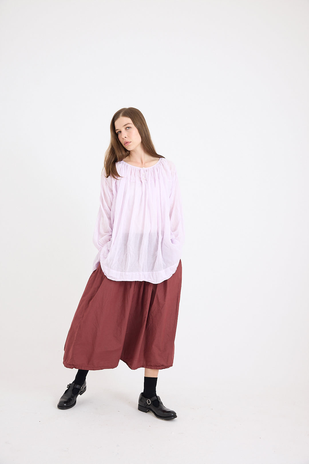 Gabrielle Gathered Blouse - Cotton Voile