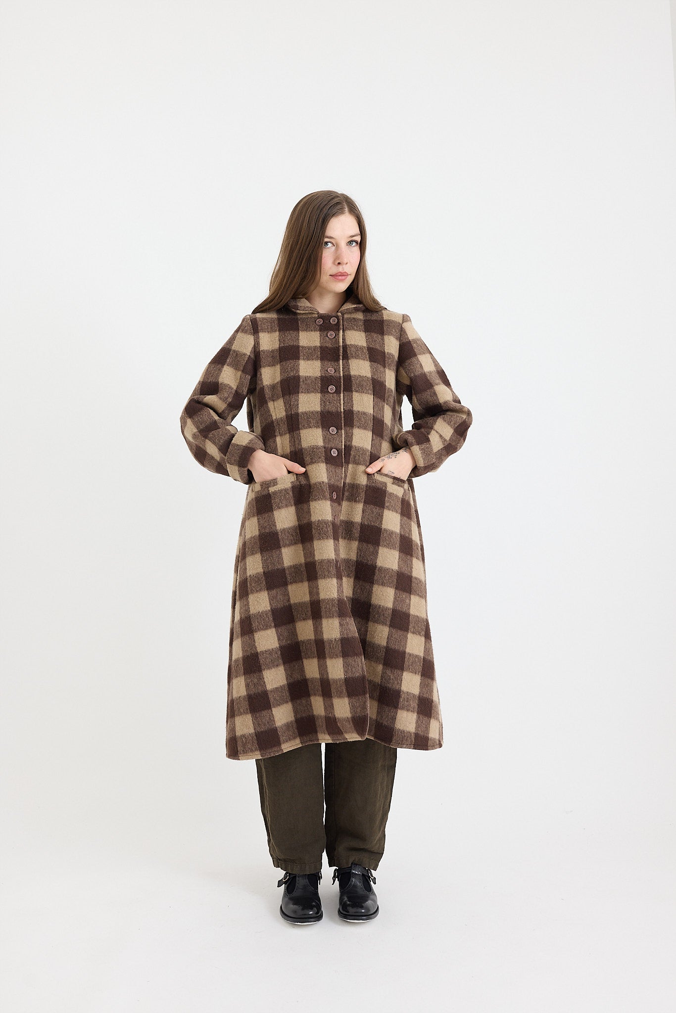 Melodrama Coat - Caramel Wool Check with Cotton Lining