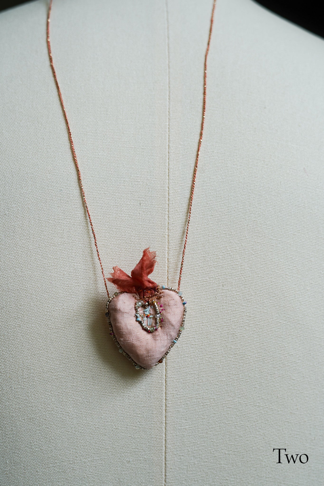 Embroidered Heart Necklace - Handmade in Italy