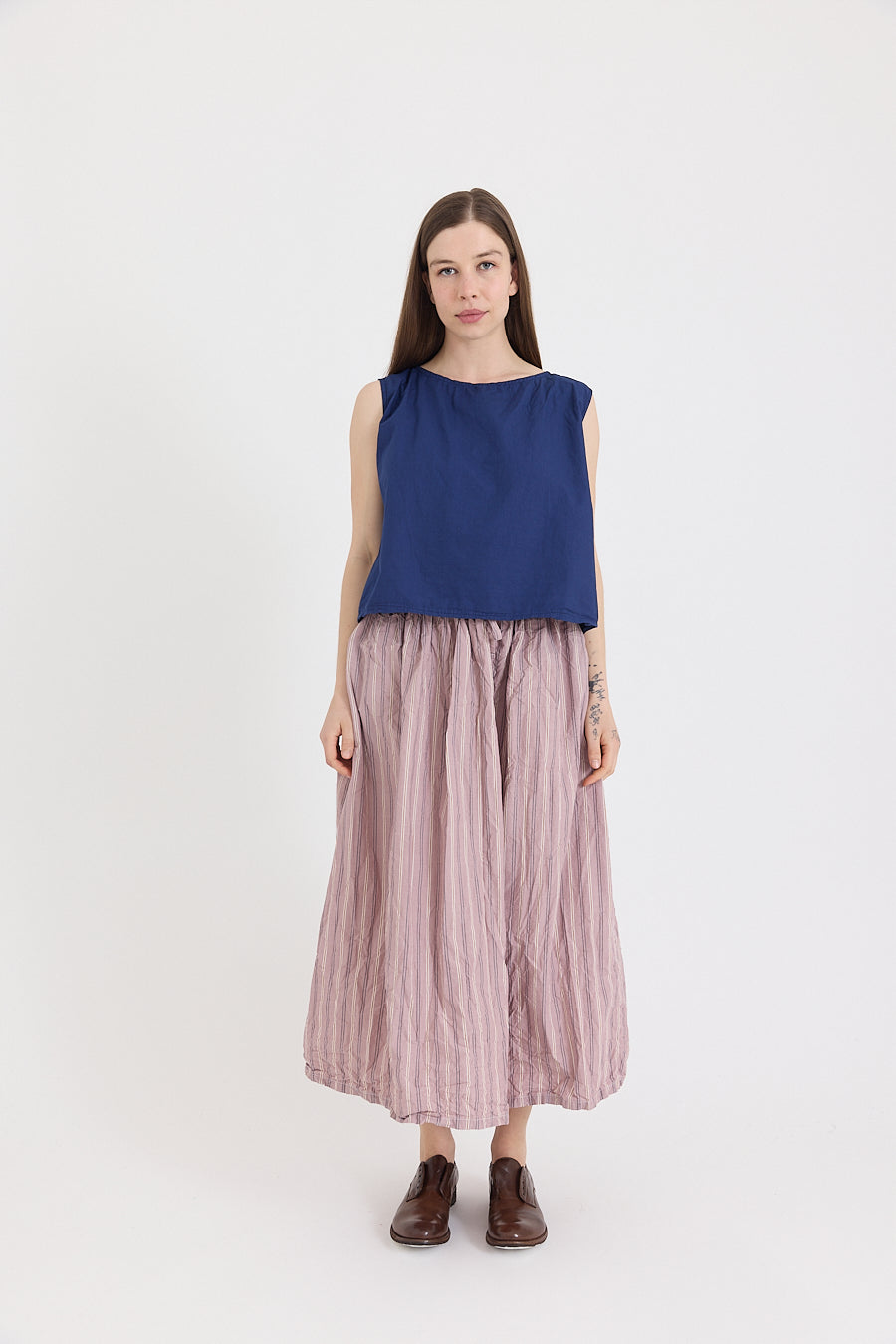 Emily Skirt - Pink Stripe Cotton Poplin