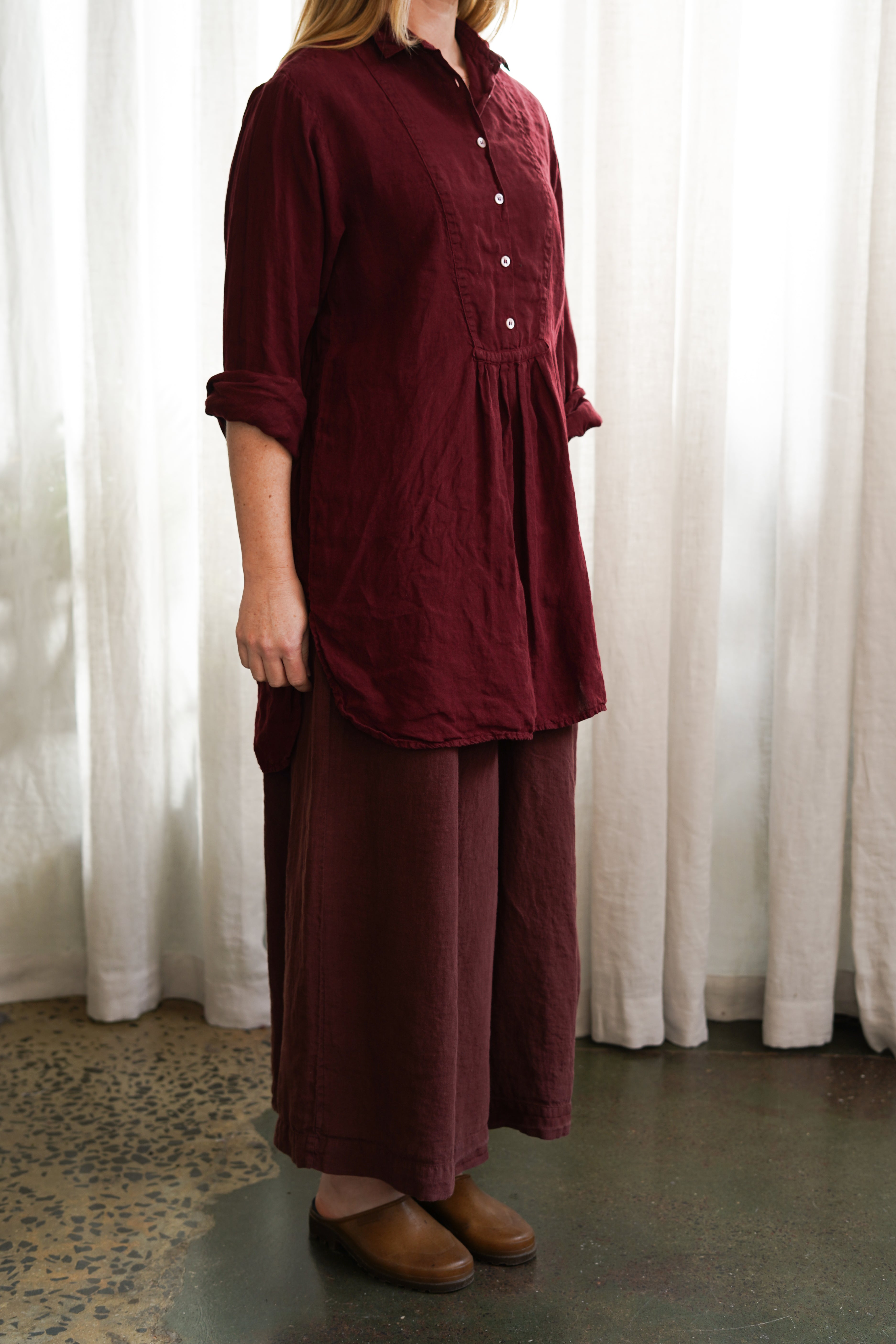 Francoise French Shirt - Light Linen Black Forest