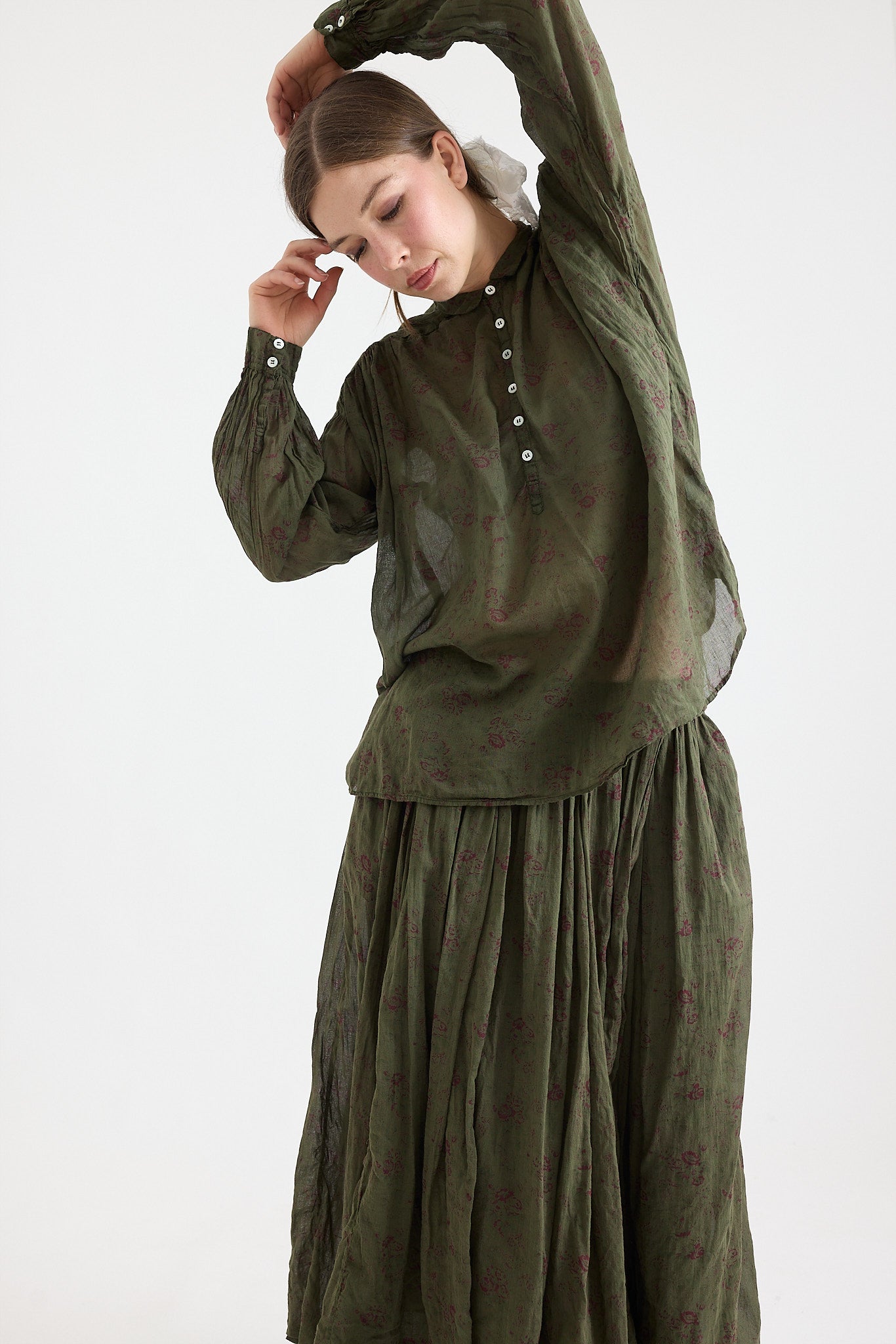 Hill Shirt - Cotton Voile La Petite Rose Print