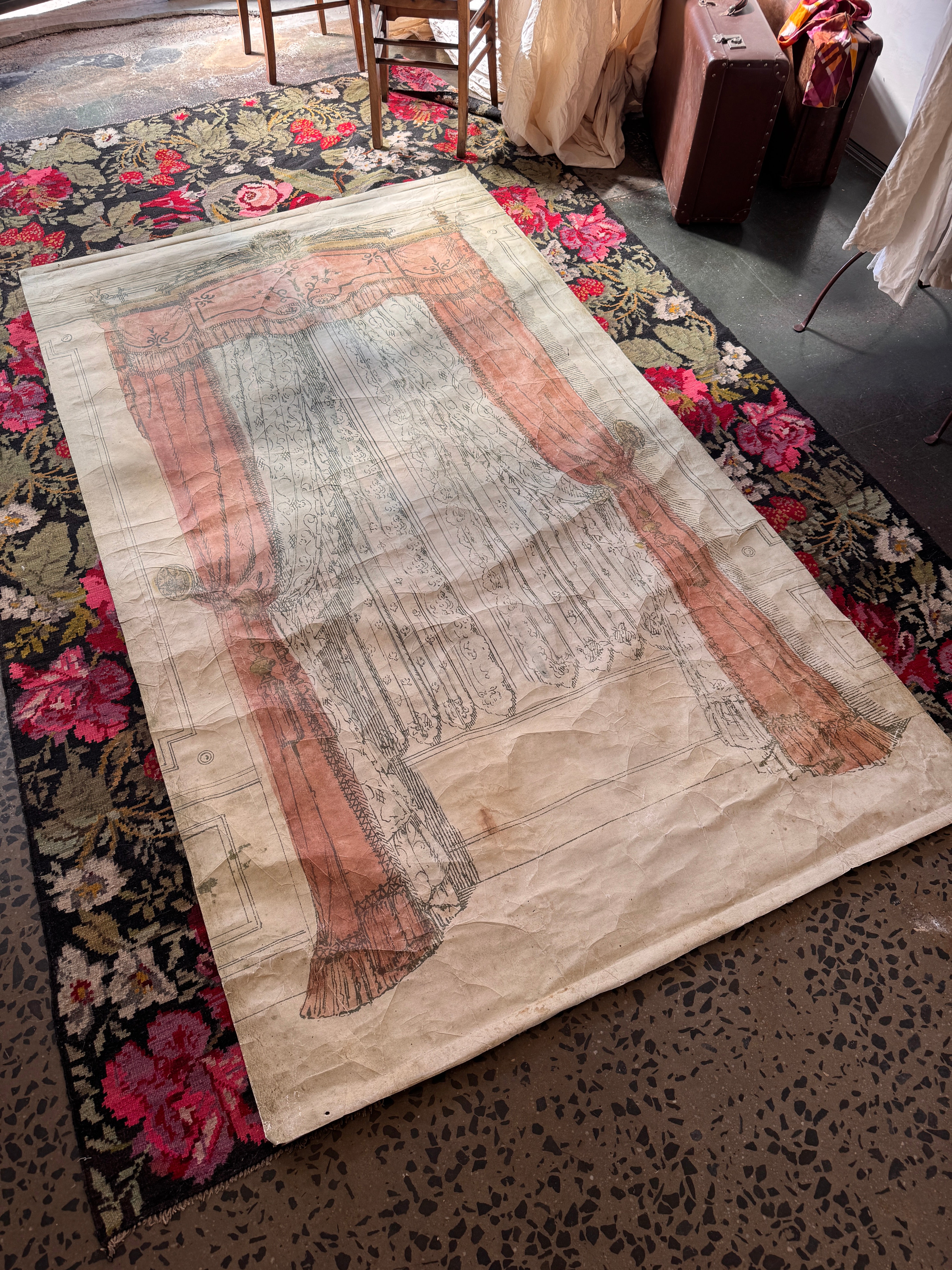 Antique French Theatrical Paper Backdrop