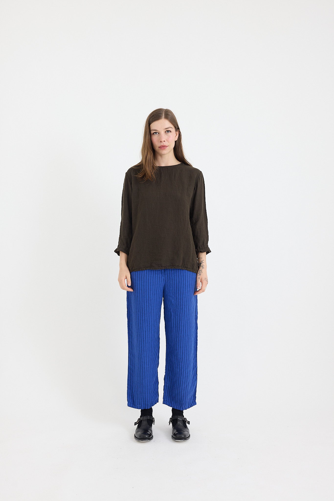 Jade Simple Linen Long Sleeve Top