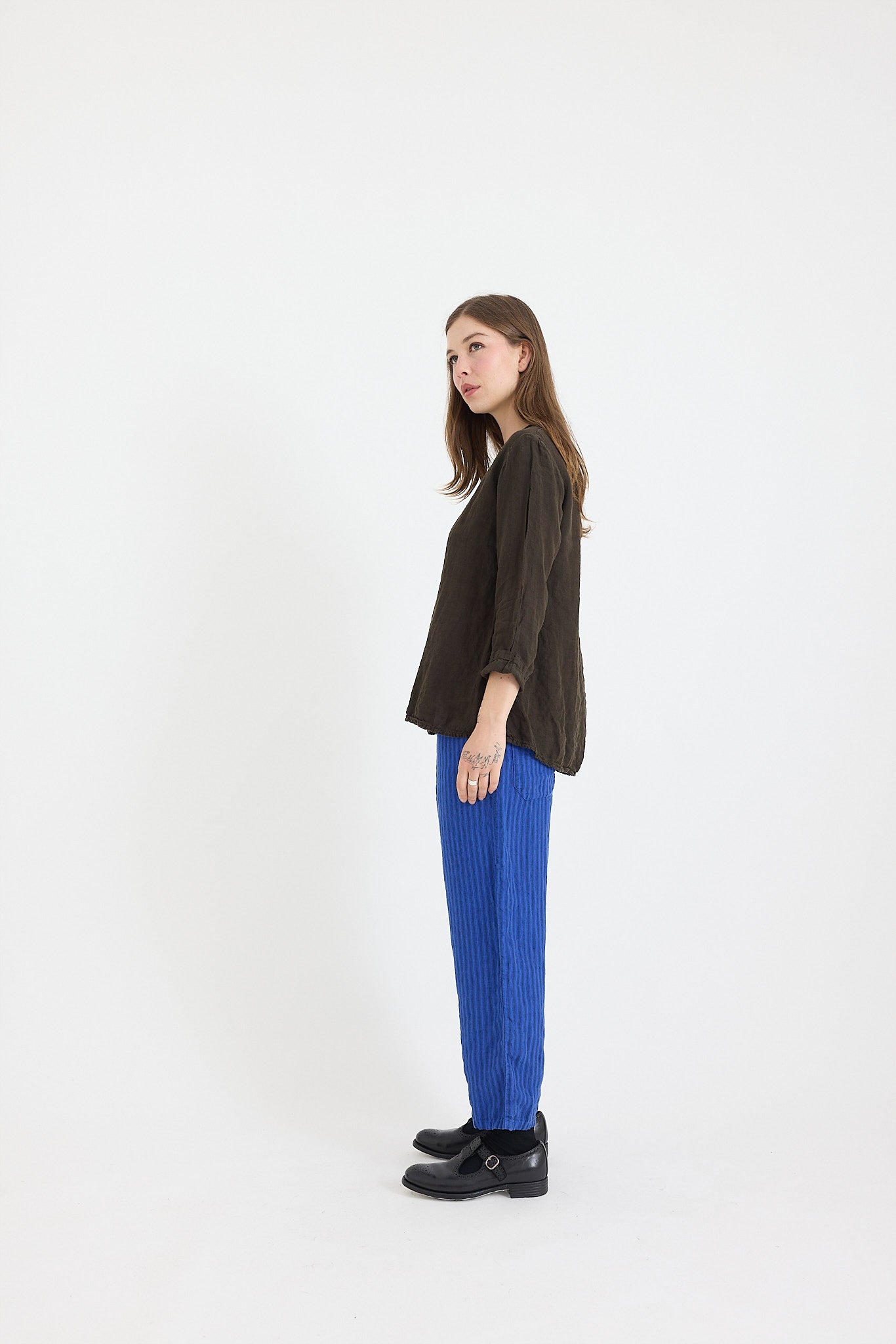 Jade Simple Linen Long Sleeve Top
