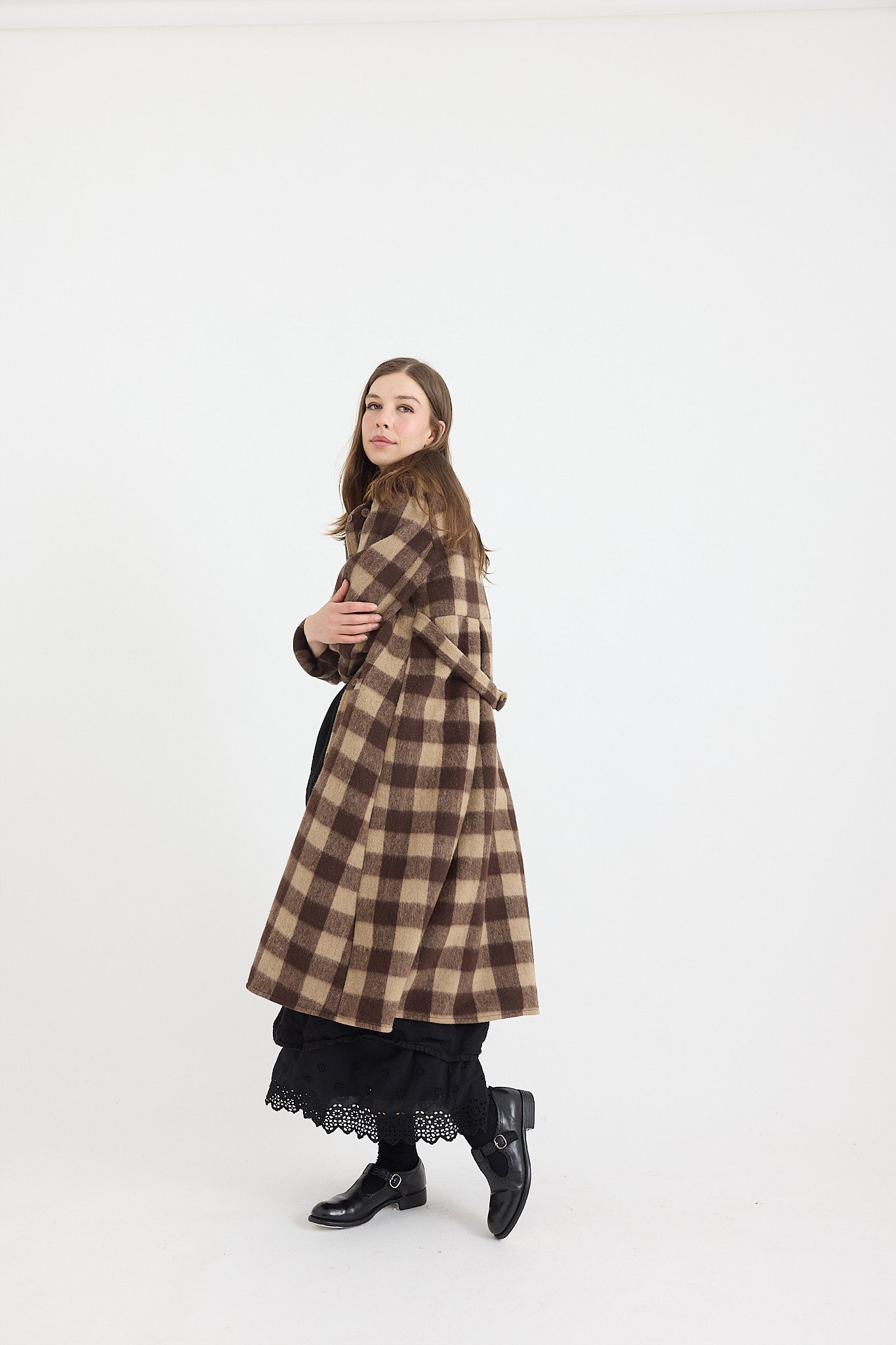 Melodrama Coat - Caramel Wool Check with Cotton Lining