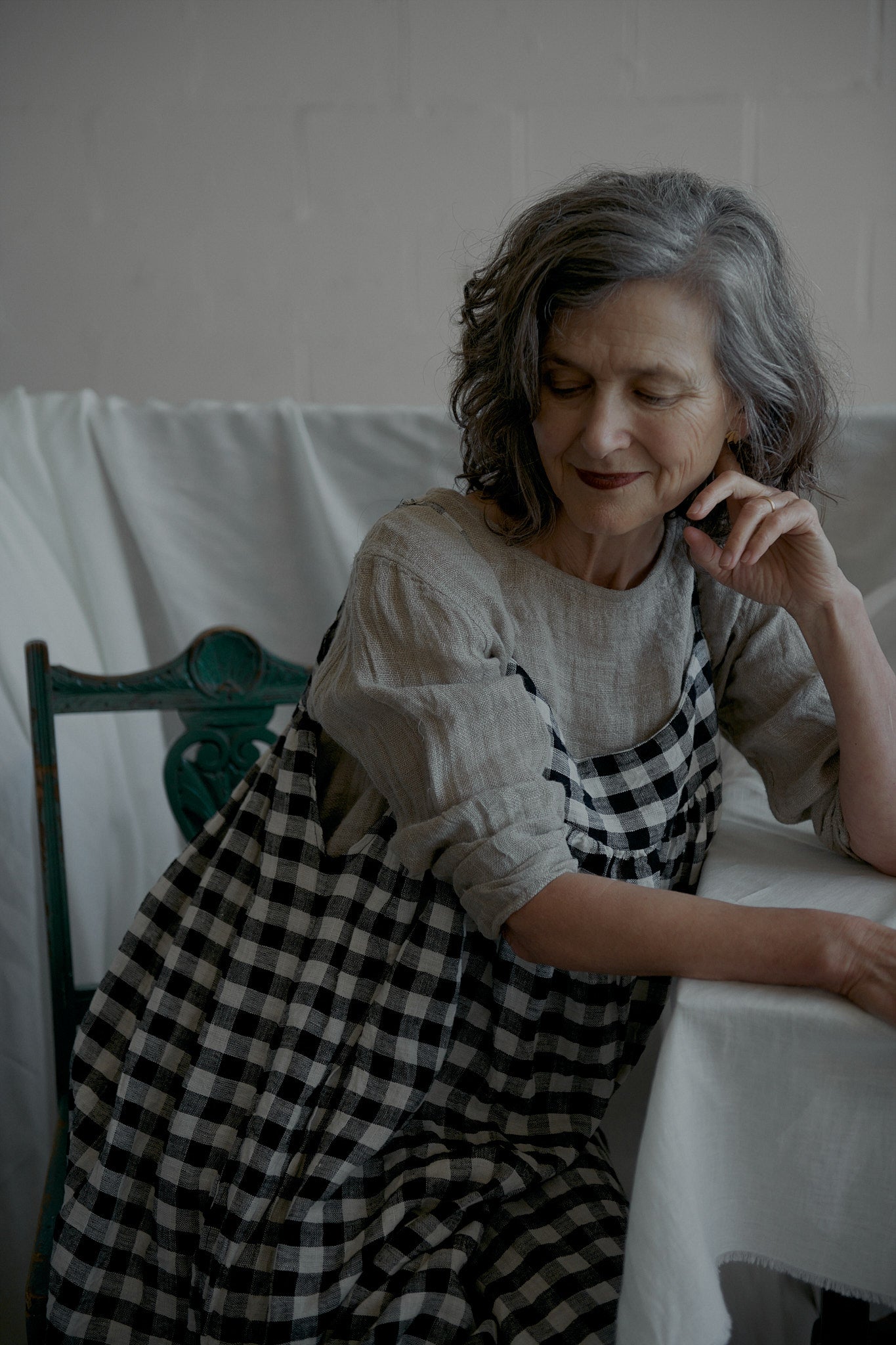 Ren Long Woven Dress - Linen Check