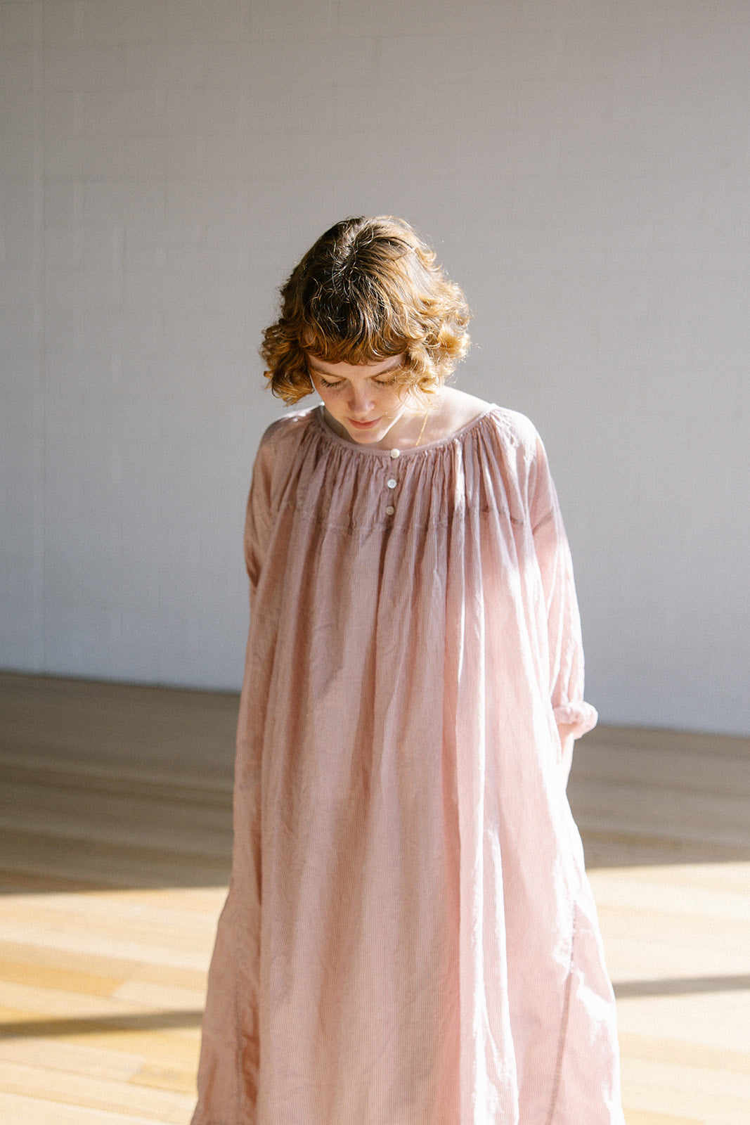 Elle Gathered Dress - Candy Stripe Cotton Voile