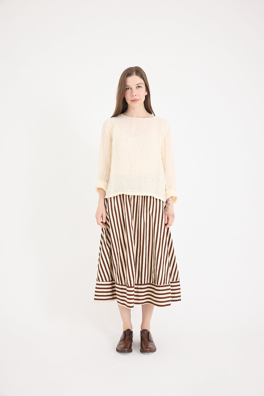 Ash Skirt in Coco Stripe Cotton Twill