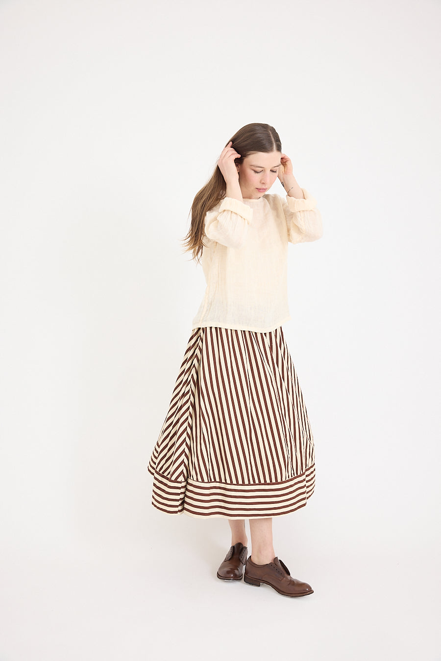 Ash Skirt in Coco Stripe Cotton Twill