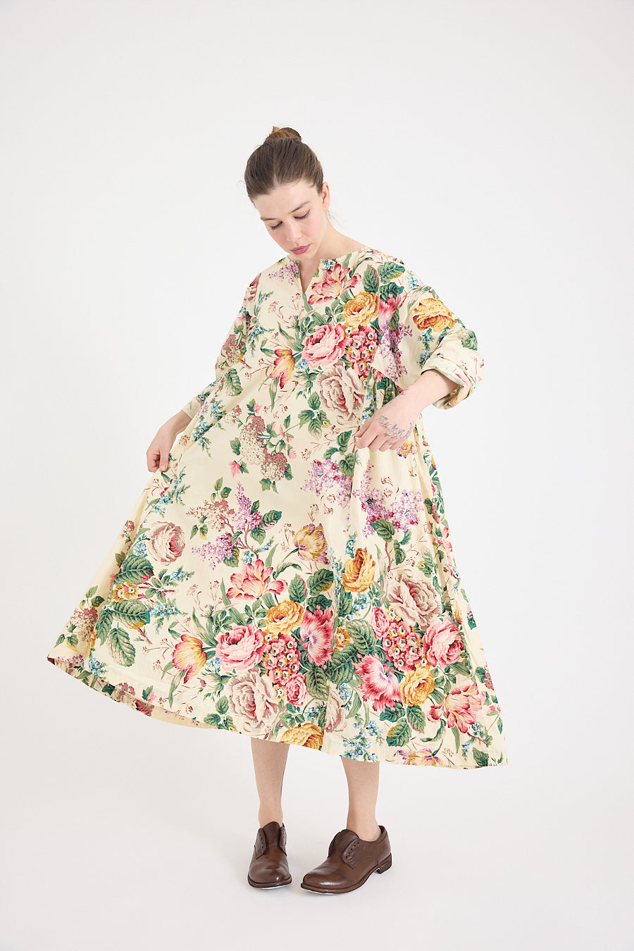 Nomi Dress in Bouquet Print Cotton