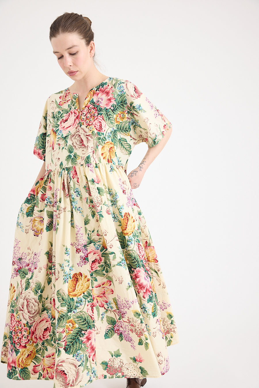 Paloma Dress in Bouquet Print Cotton