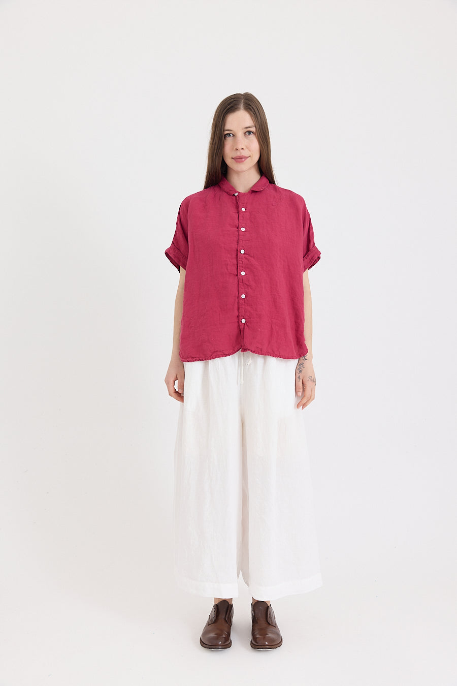 Pippi Short Sleeve Blouse in Light Linen