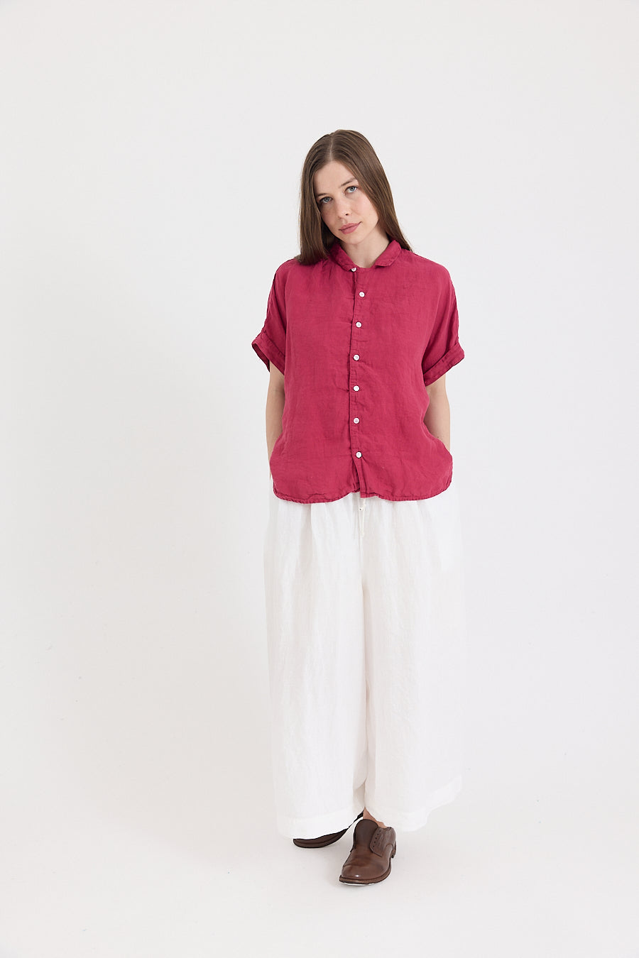 Pippi Short Sleeve Blouse in Light Linen
