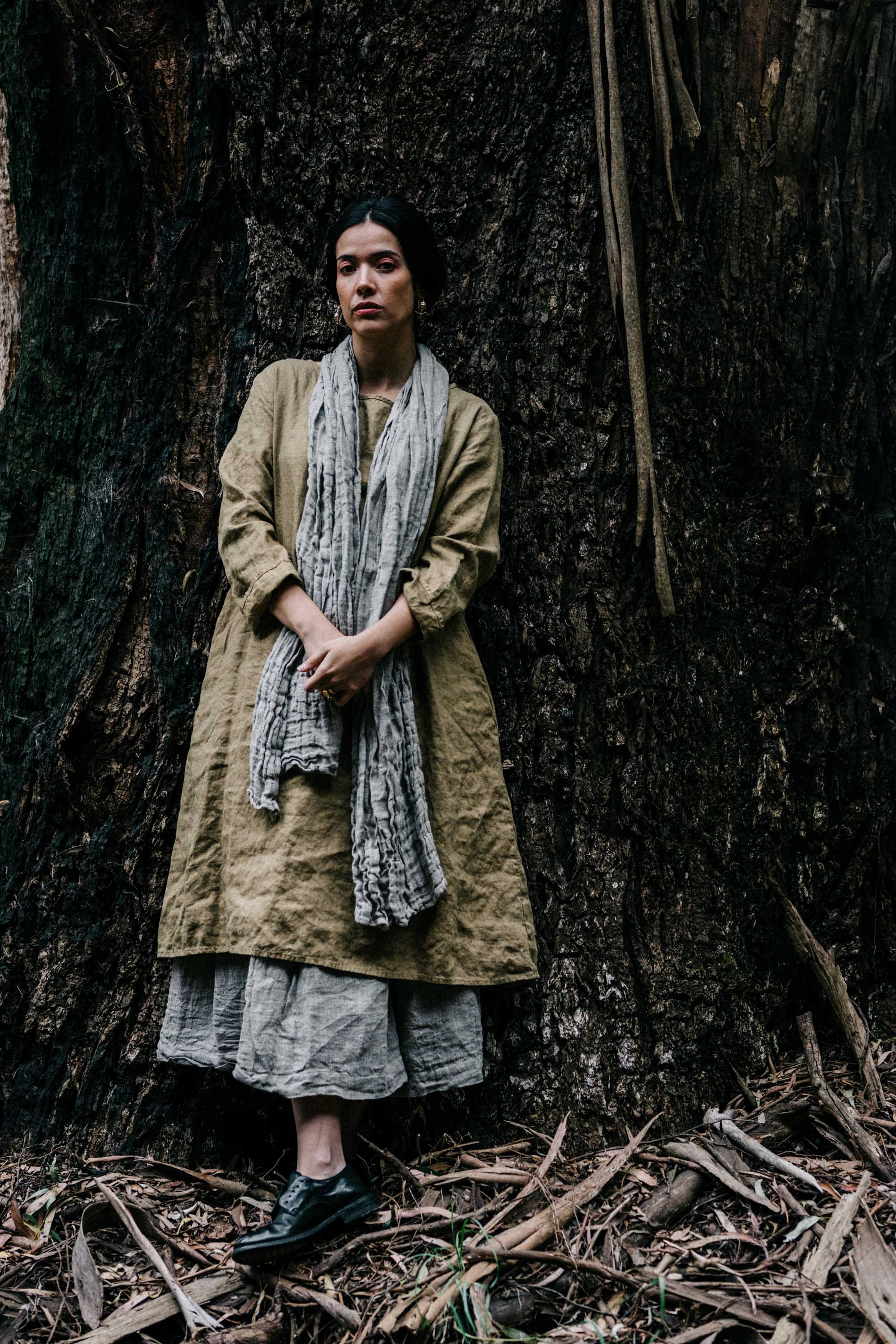 Rustic Scarf - Raw Linen Gauze