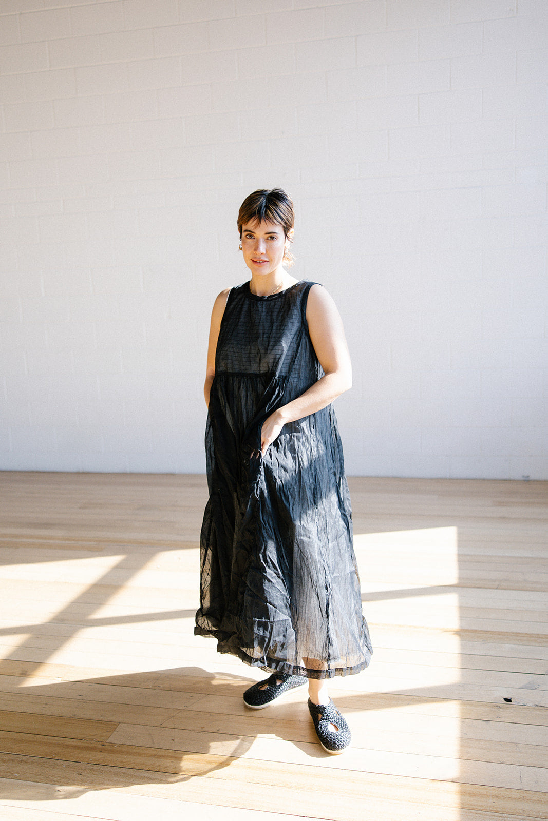 Dahlia Dress - Black Cotton Organdy