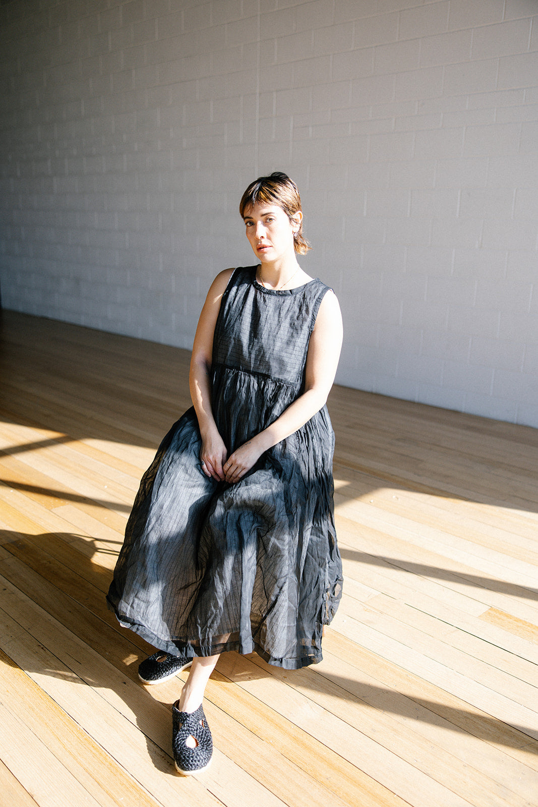 Dahlia Dress - Black Cotton Organdy