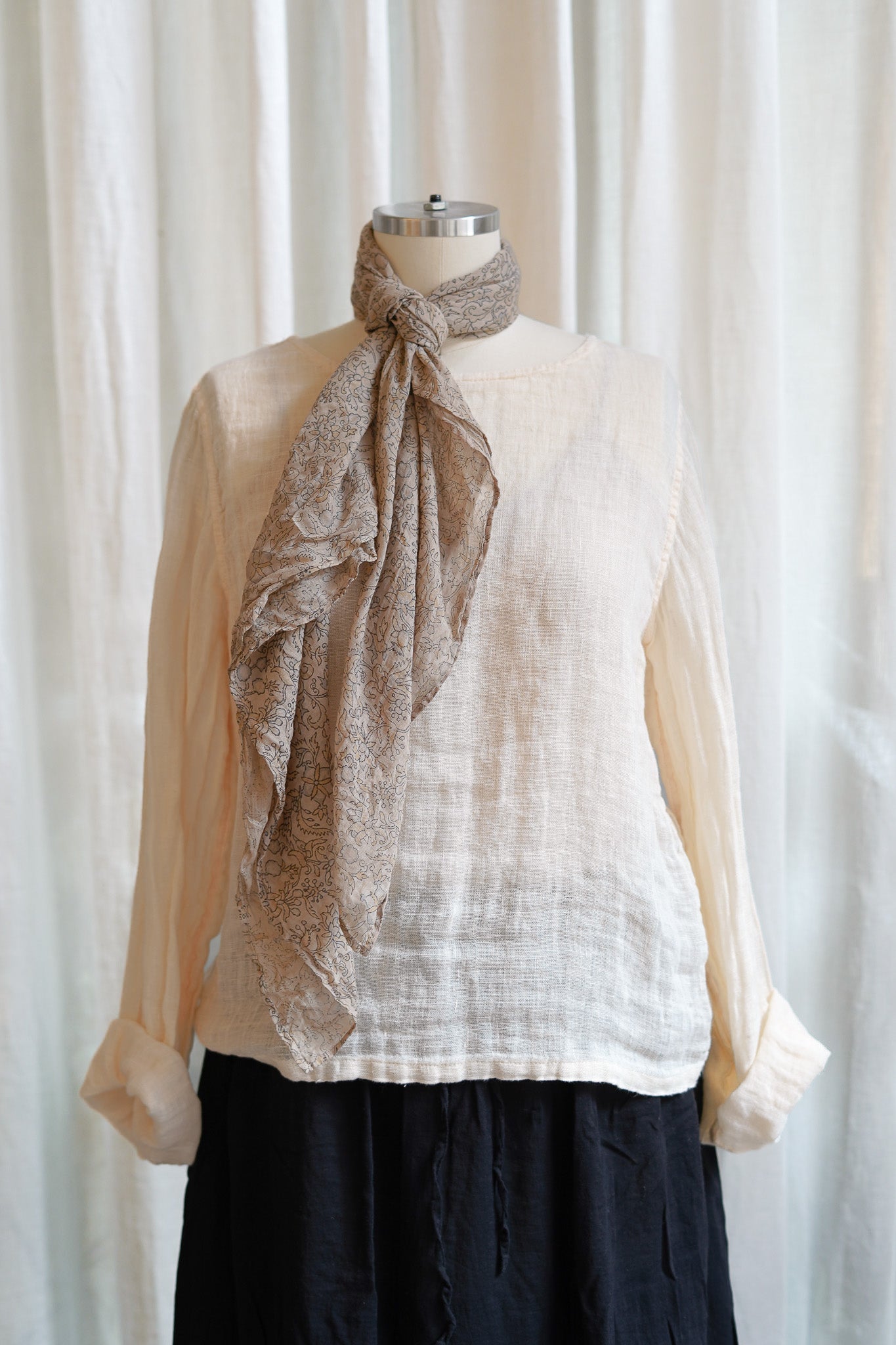 Light Square Scarf in Ginza Print Soft Cotton Voile