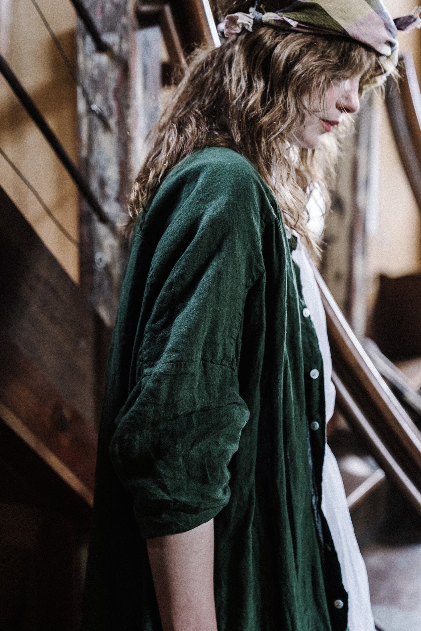 Poet's Shirt Dress - Light Linen