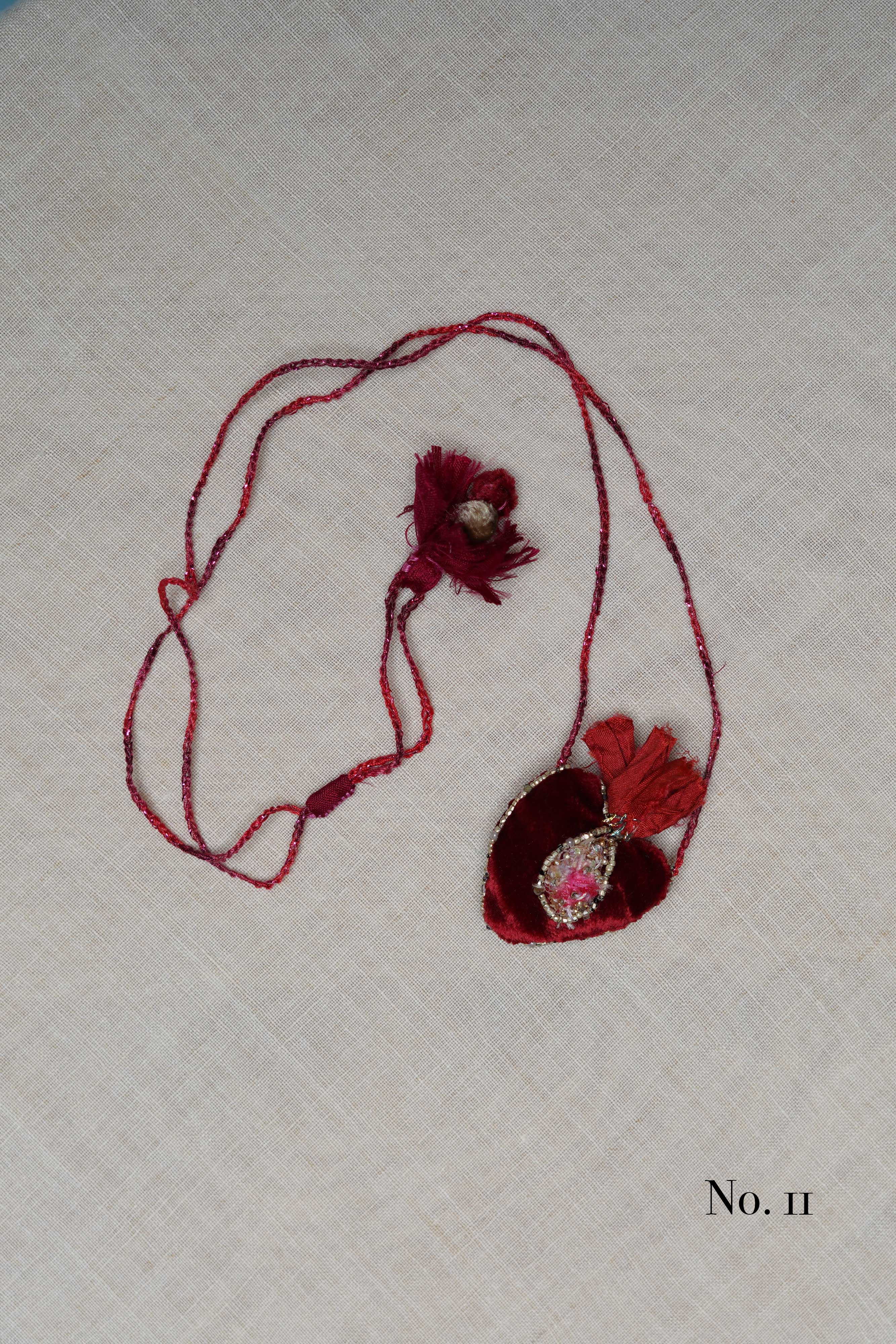 Embroidered Heart Necklace - Handmade in Italy