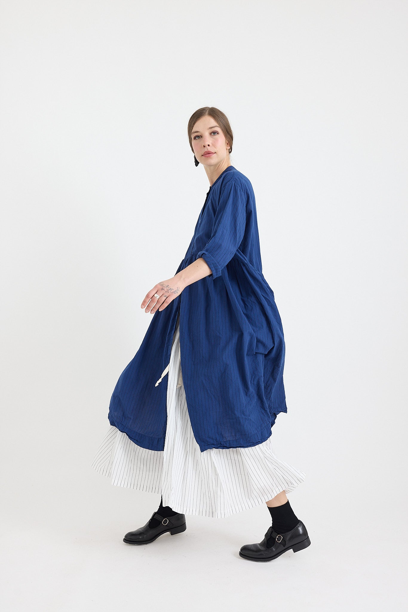 Ulla Skirt White Stripe - Double Cotton Voile