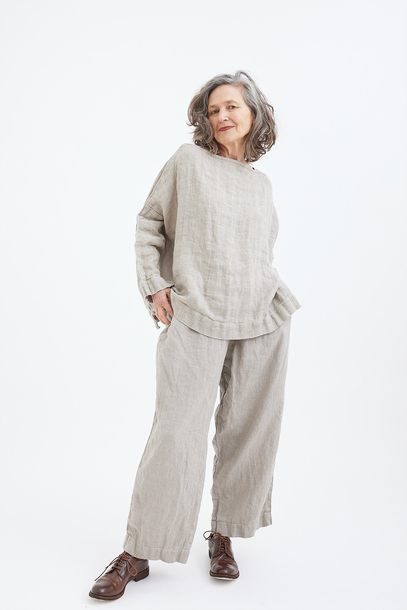 Sailor Boxy Top - Natural Gauze Linen