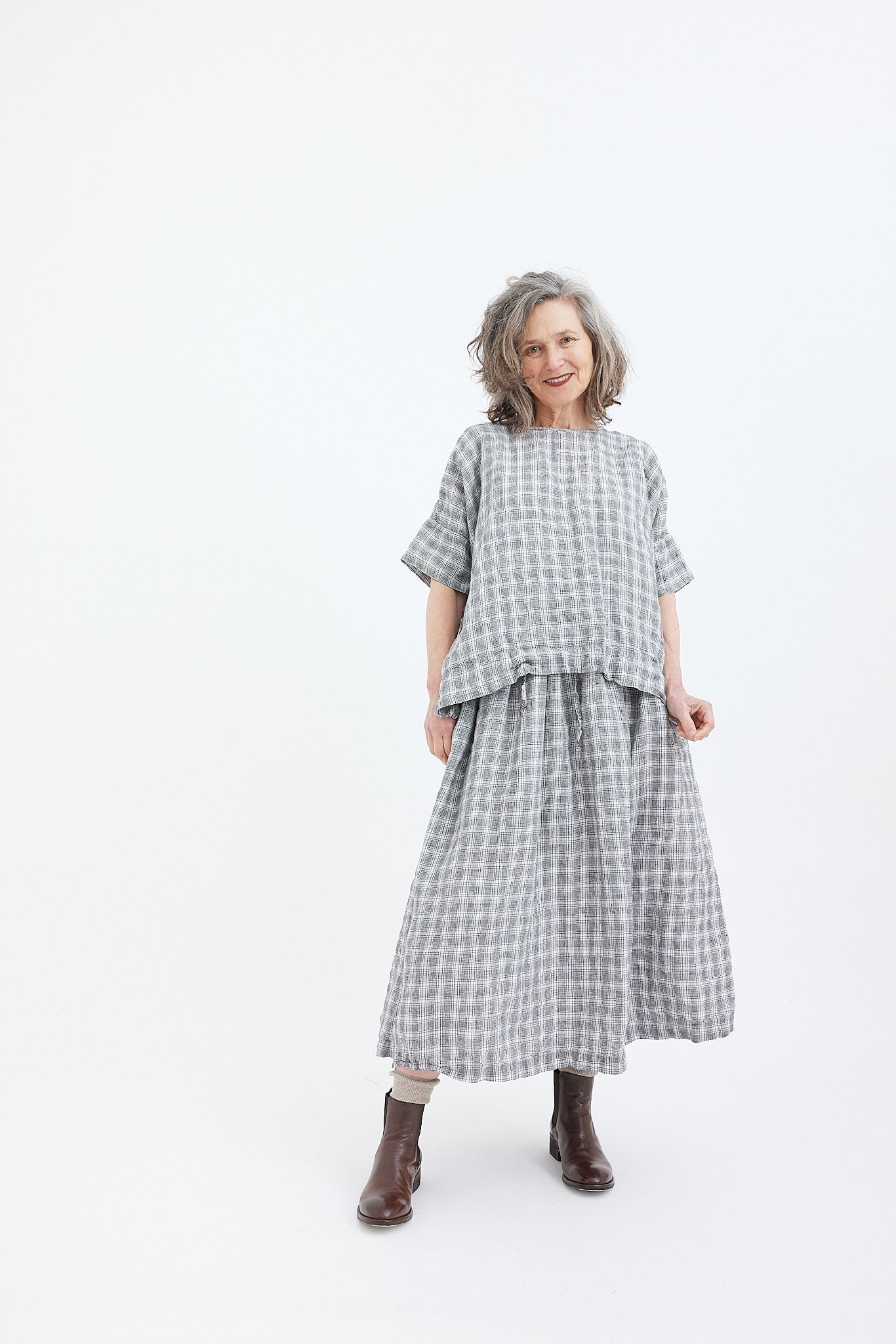 Emily Skirt - Linen Textured Check