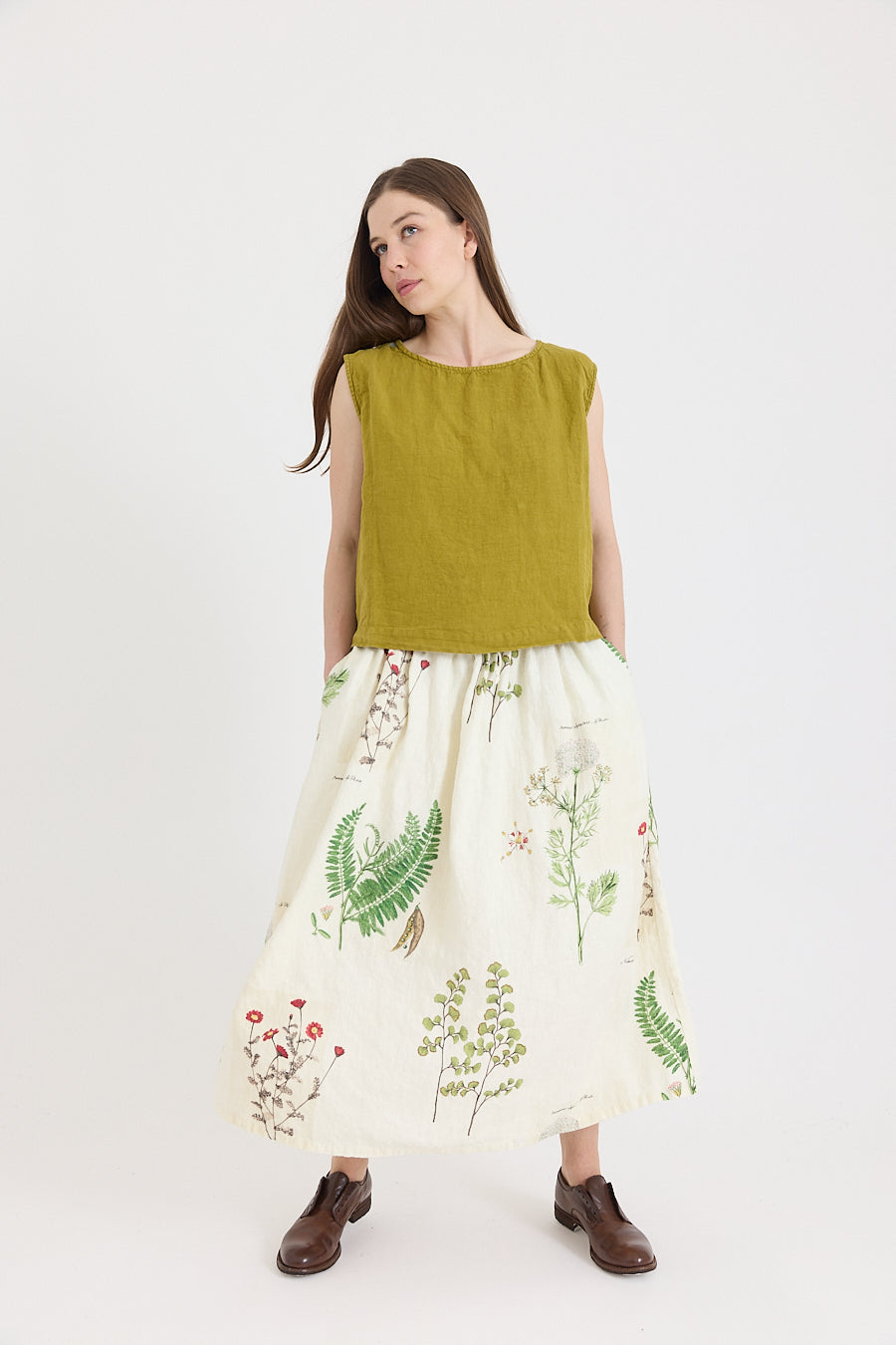 Anna Top with Shoulder Buttons - Lightweight Linen