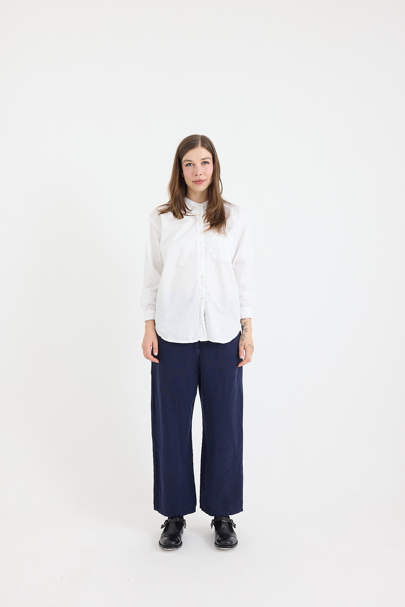 Italy Collarless Shirt - Cotton Poplin