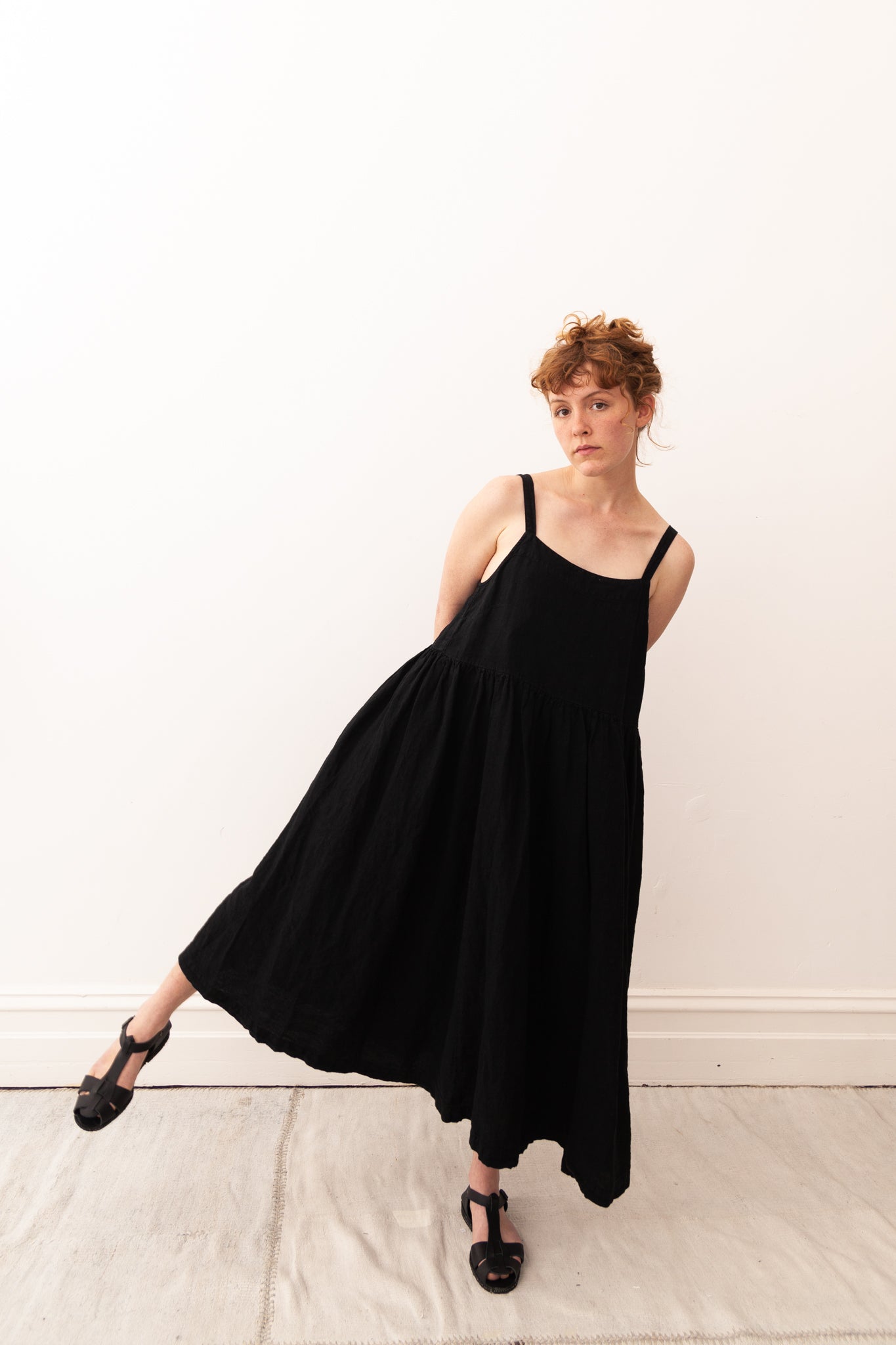 Sadie Dress - Black Linen