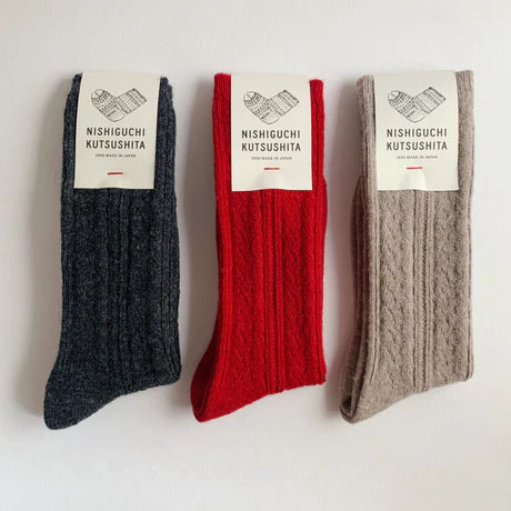 Nishiguchi Kutsushita: Praha Alpaca Wool Cable Socks